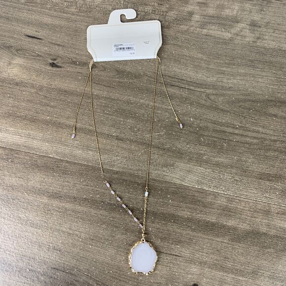 Stephan & Co Gold Tone Beaded Agate Stone Chain Necklace Resin Charm (Broken) - Picture 7 of 10